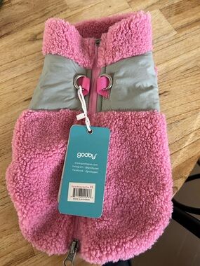 Gooby Pink Sherpa Zip-Up Vest for Small Dogs